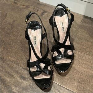 Miu Miu Black Elegant Strappy Heels